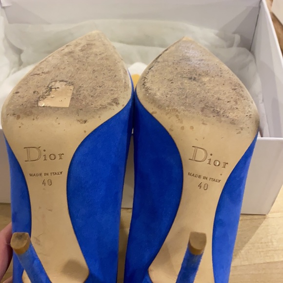 Dior Pointy Toe Cherie Pumps in cobalt suede - Picture 7 of 10